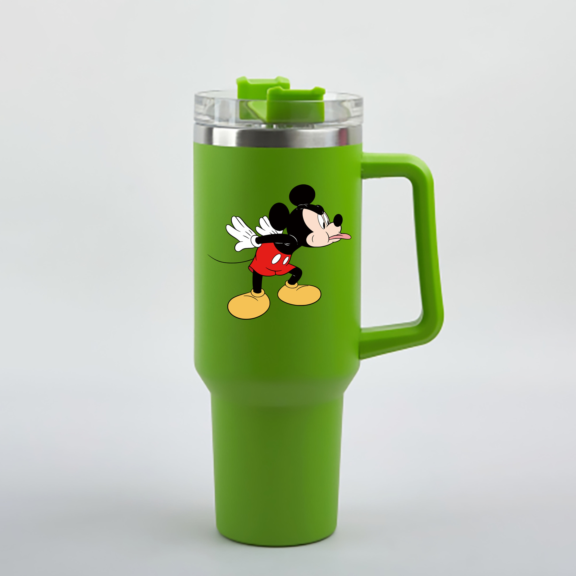 （画像用） ミッキーマウス Mickey Mouse 1200mL車用タンブラー - クリスタルステッカー（プラスチックストロー付き）
